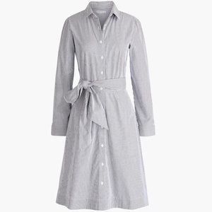 NWT J.Crew Gray Striped Long Sleeve Collared Dress